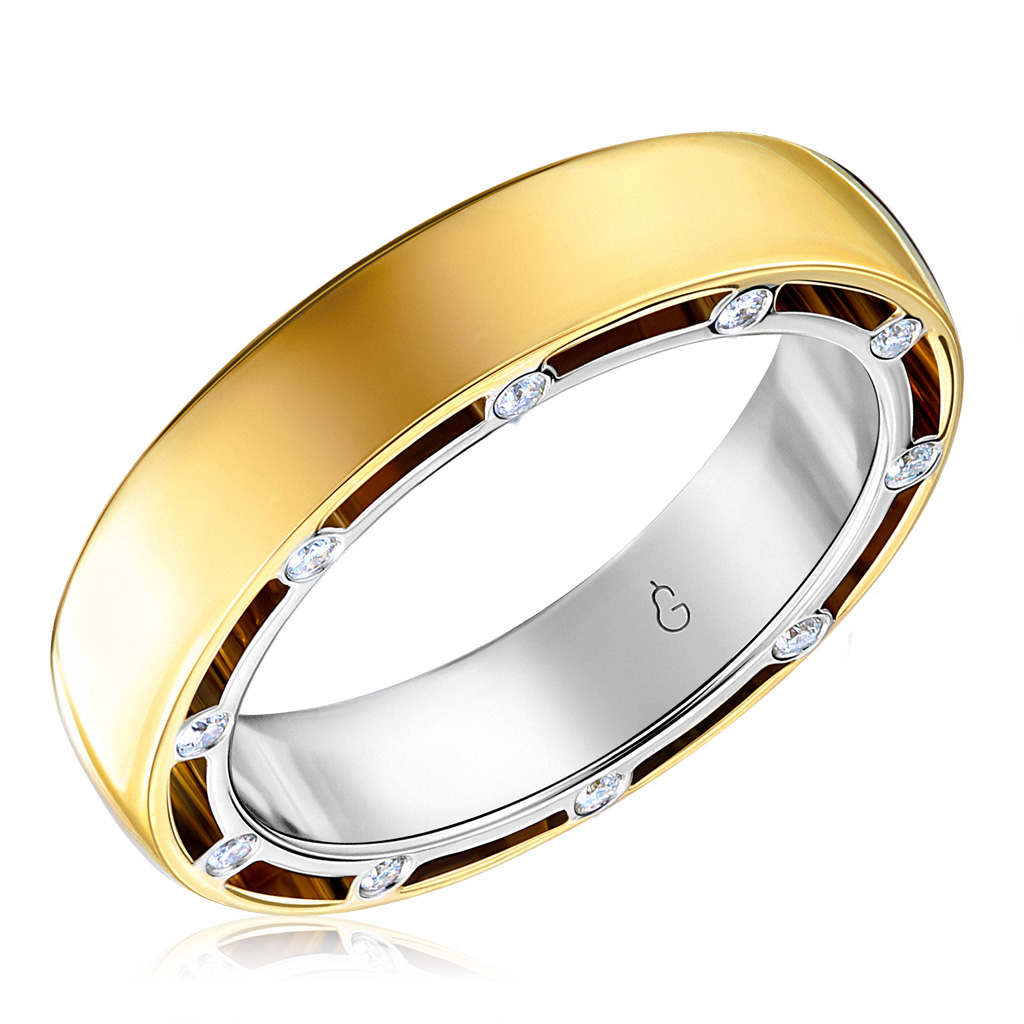 Кольцо обручальное из комбинированного золота с бриллиантами 45119761170