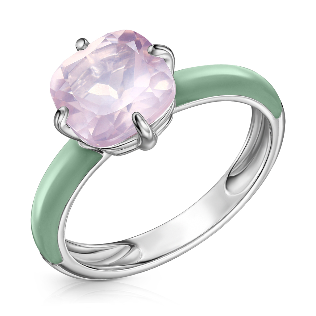 Кольцо из серебра с кварцем, эмалью 85614090170