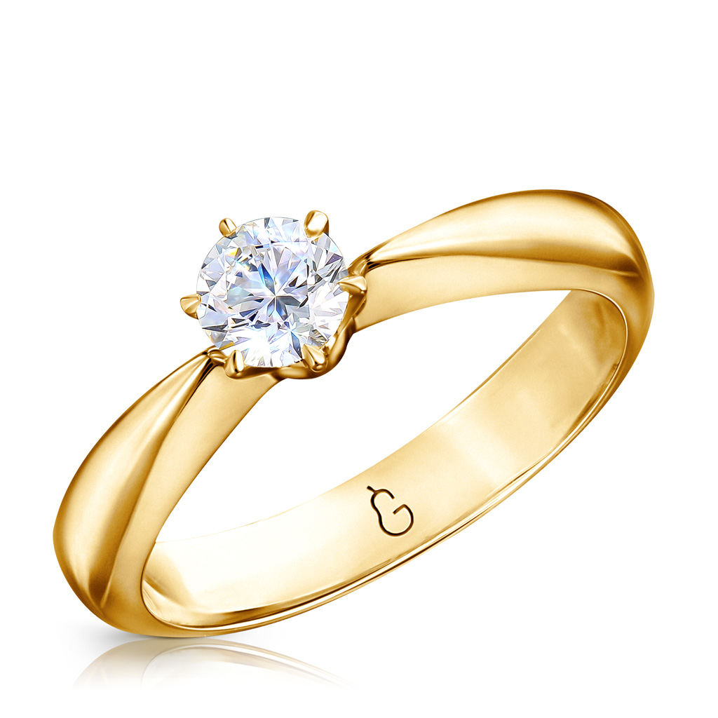 Кольцо помолвочное из жёлтого золота с бриллиантом кольцо помолвочное из серебра с бриллиантом р 18 sokolov 87010002