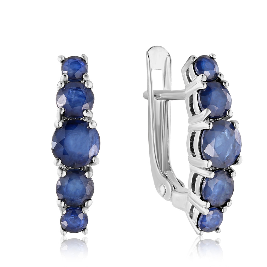 Серьги из серебра с корундом