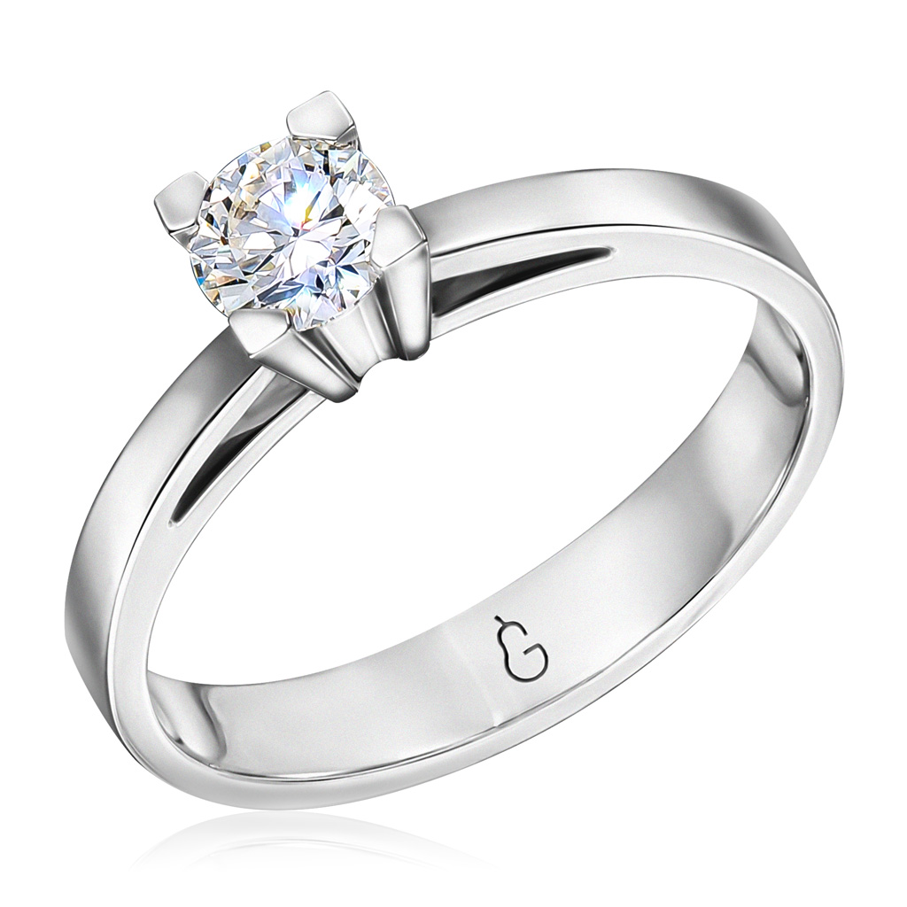 Кольцо помолвочное из белого золота с бриллиантом Я5519136155
