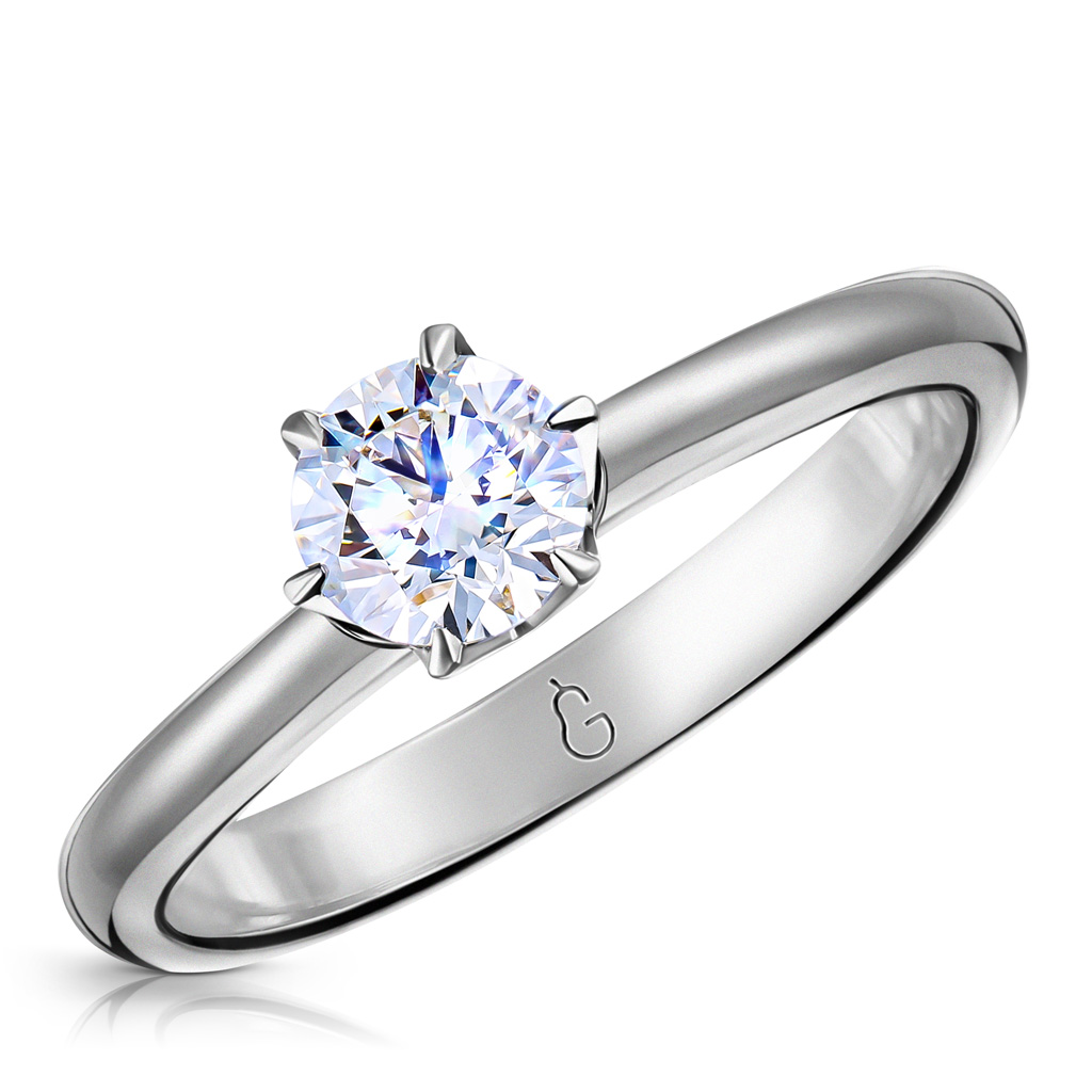 Кольцо помолвочное из белого золота с бриллиантом кольцо из красного золота с сапфиром искусственным бриллиантом р 18 585gold 101014753