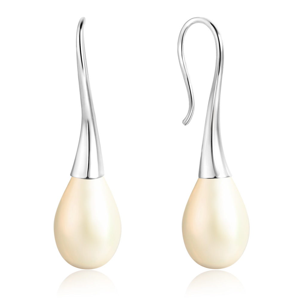 Серьги с жемчугом из белого золота