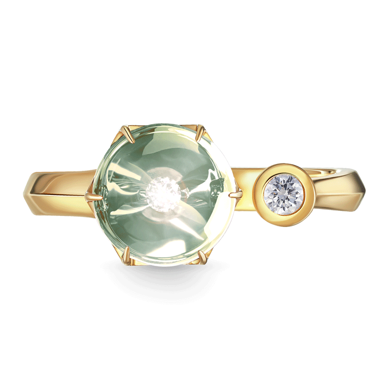 Кольцо из желтого золота с аметистом и бриллиантами