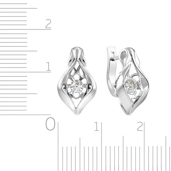 Серьги с английским замком из белого золота с бриллиантом