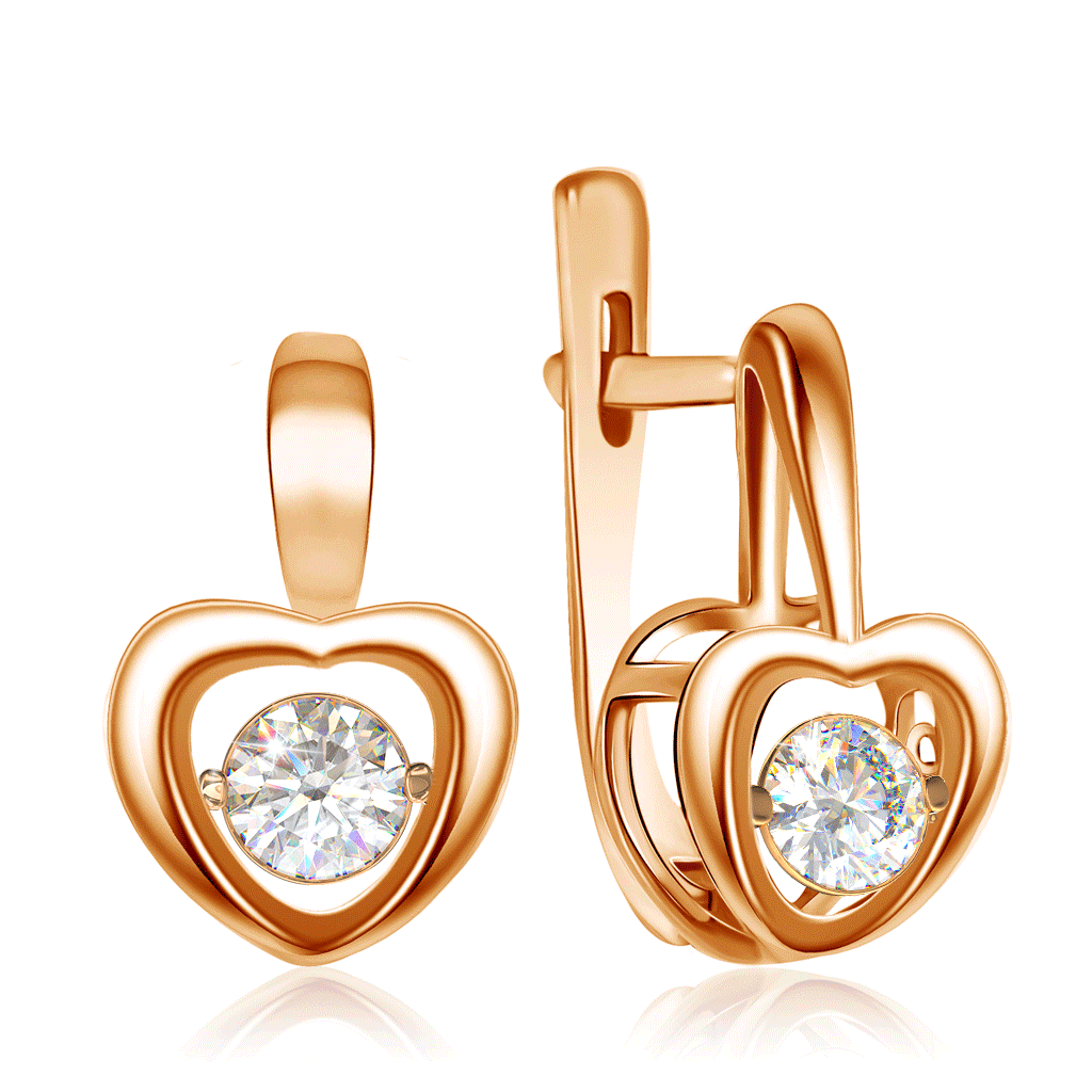 Серьги с английским замком из красного золота с бриллиантами