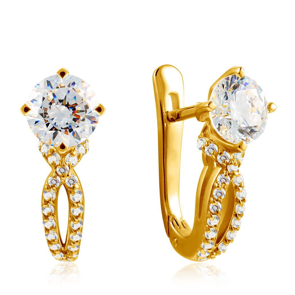 

Серьги с английским замком из золота 01С136255