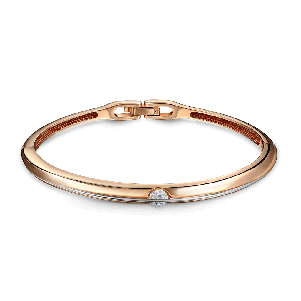 Браслет жесткий из красного золота с бриллиантом