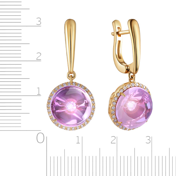 Серьги с английским замком из желтого золота с бриллиантом