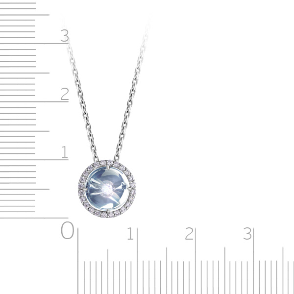 Колье из белого золота с топазом и бриллиантами, плетение якорное