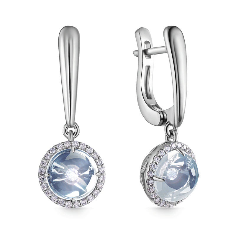 Серьги из белого золота с топазом и бриллиантами