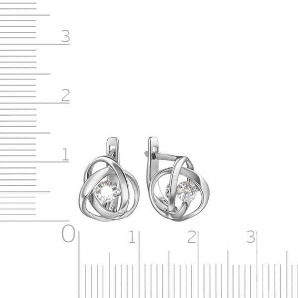 Серьги с английским замком из белого золота с бриллиантом