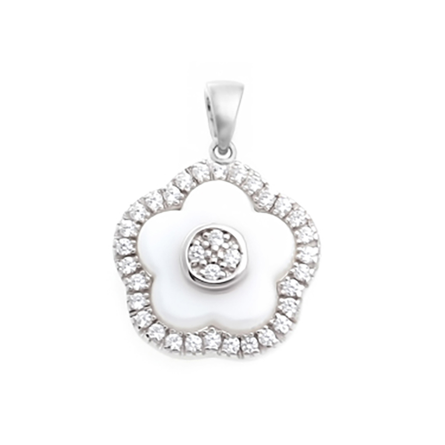 

Серебряная подвеска с керамикой, фианитами Цветок BJ-BS626-W-R
