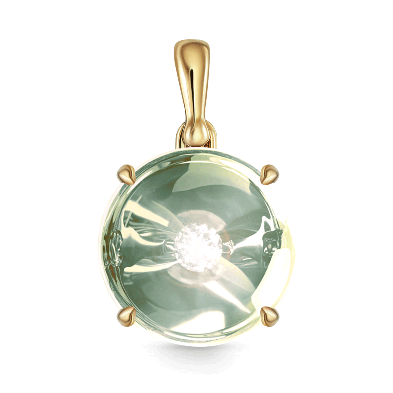 Подвеска из желтого золота с аметистом и бриллиантом