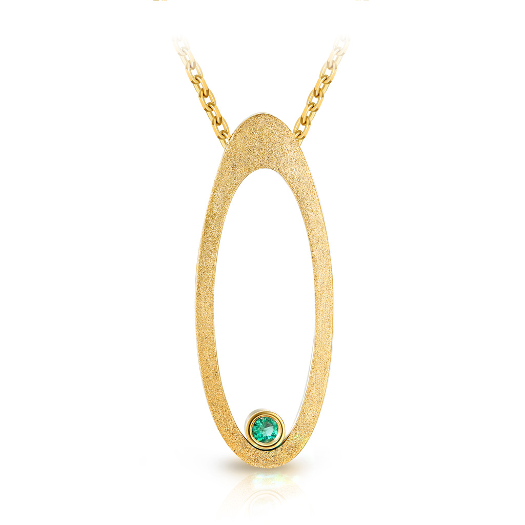 Колье из желтого золота с изумрудом 44519798470