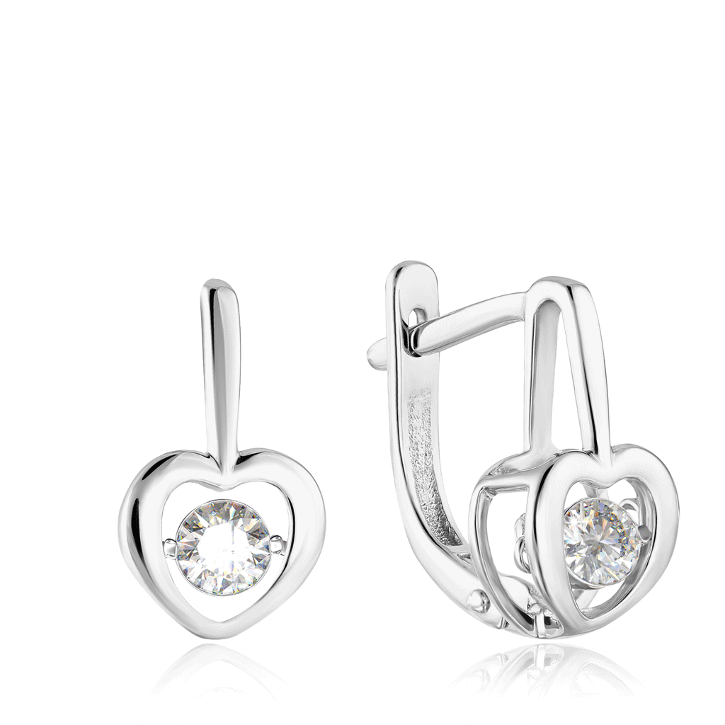 Серьги с английским замком из белого золота с бриллиантами