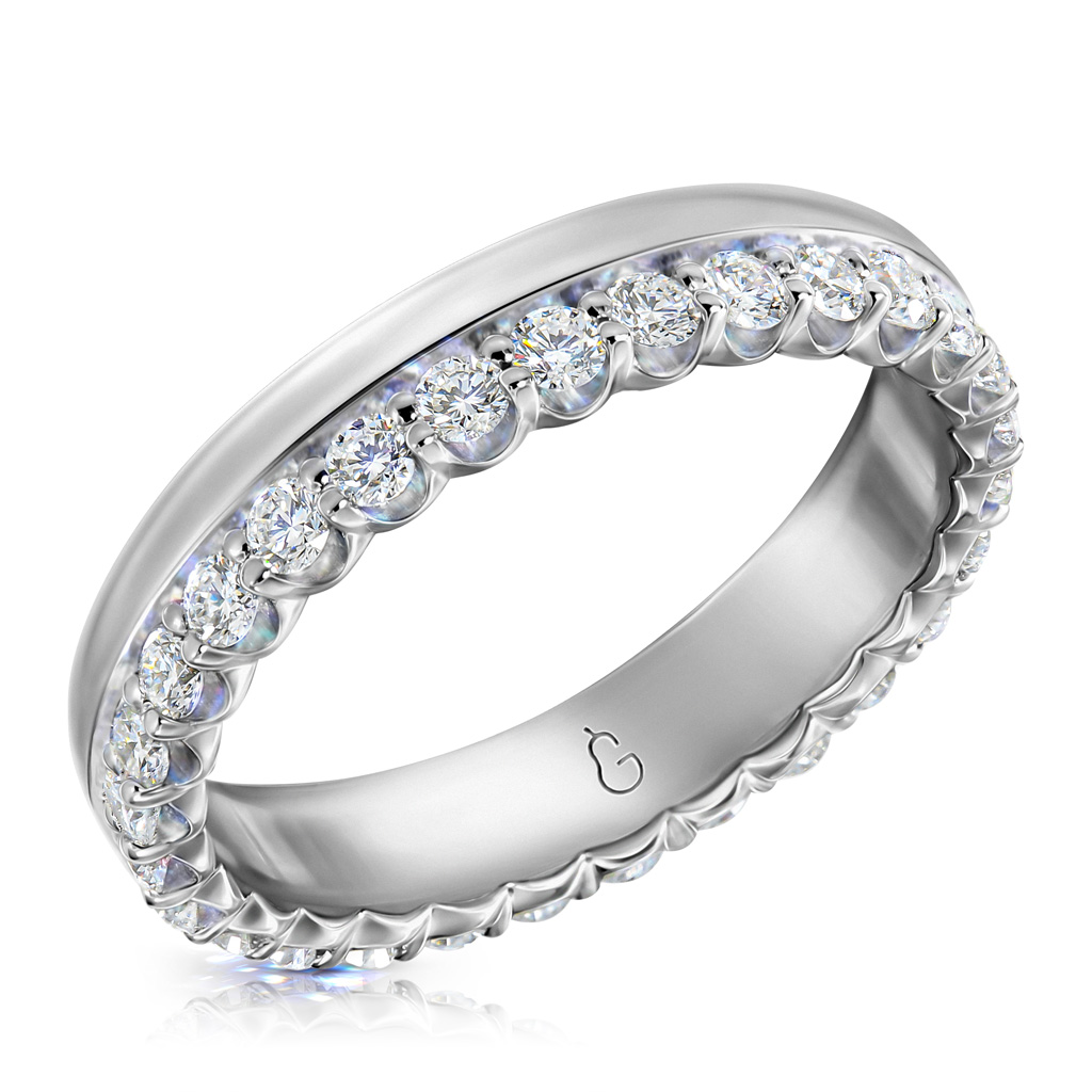 Кольцо обручальное из белого золота с бриллиантами кольцо с бриллиантами из желтого золота