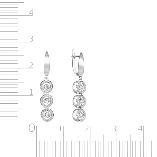 Серьги с английским замком из белого золота с бриллиантами