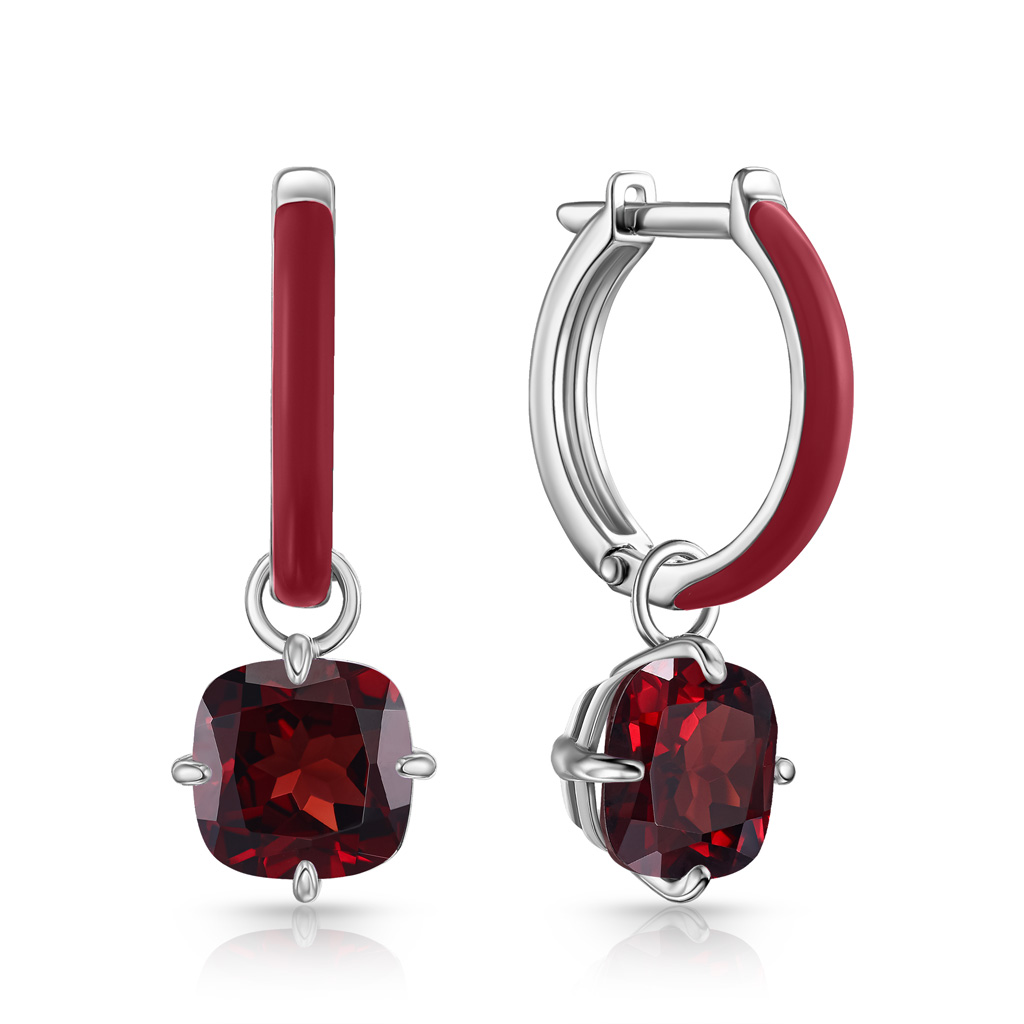 Серьги с английским замком из серебра с гранатом 86614087000