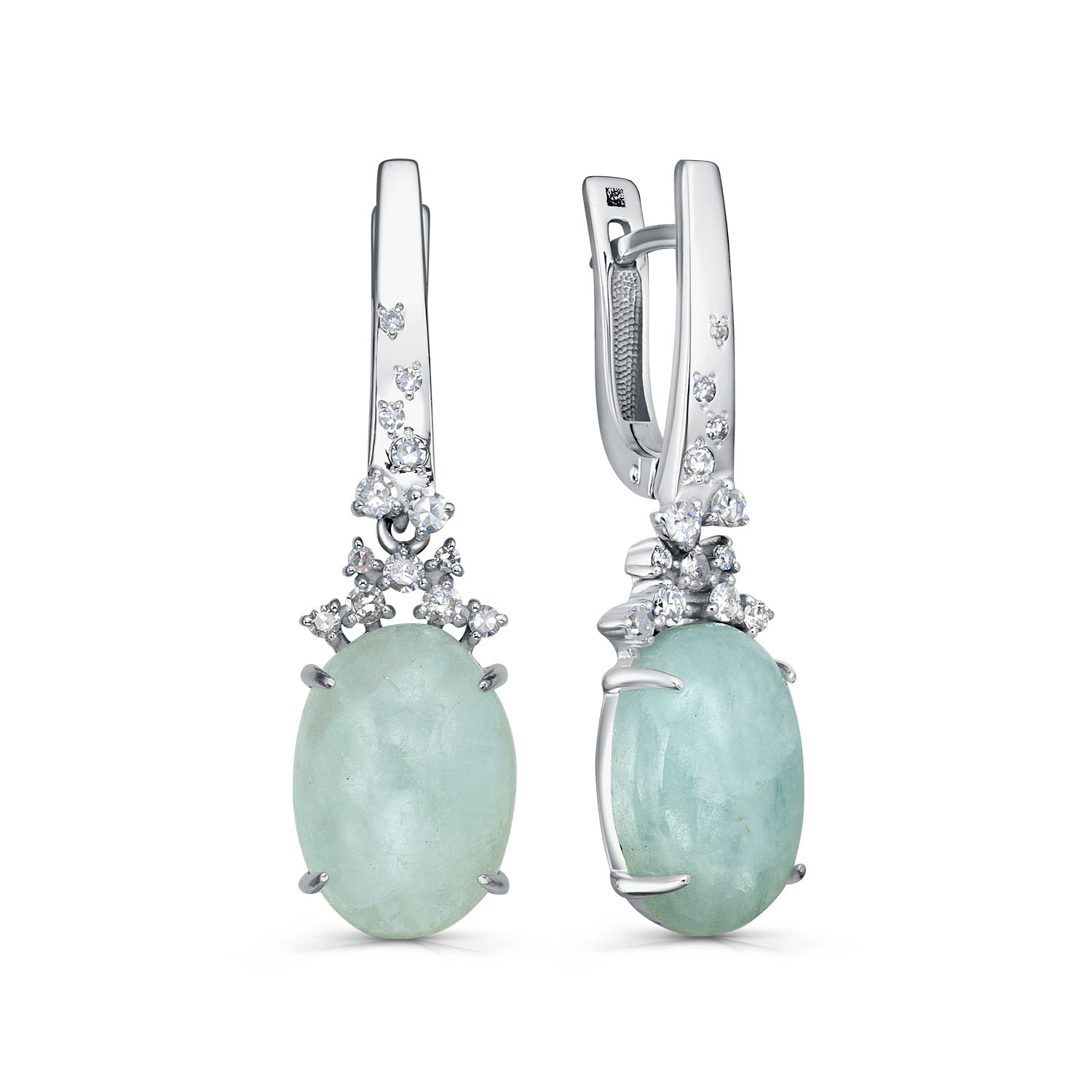 Серьги с английским замком из белого золота с аквамарином.jpg