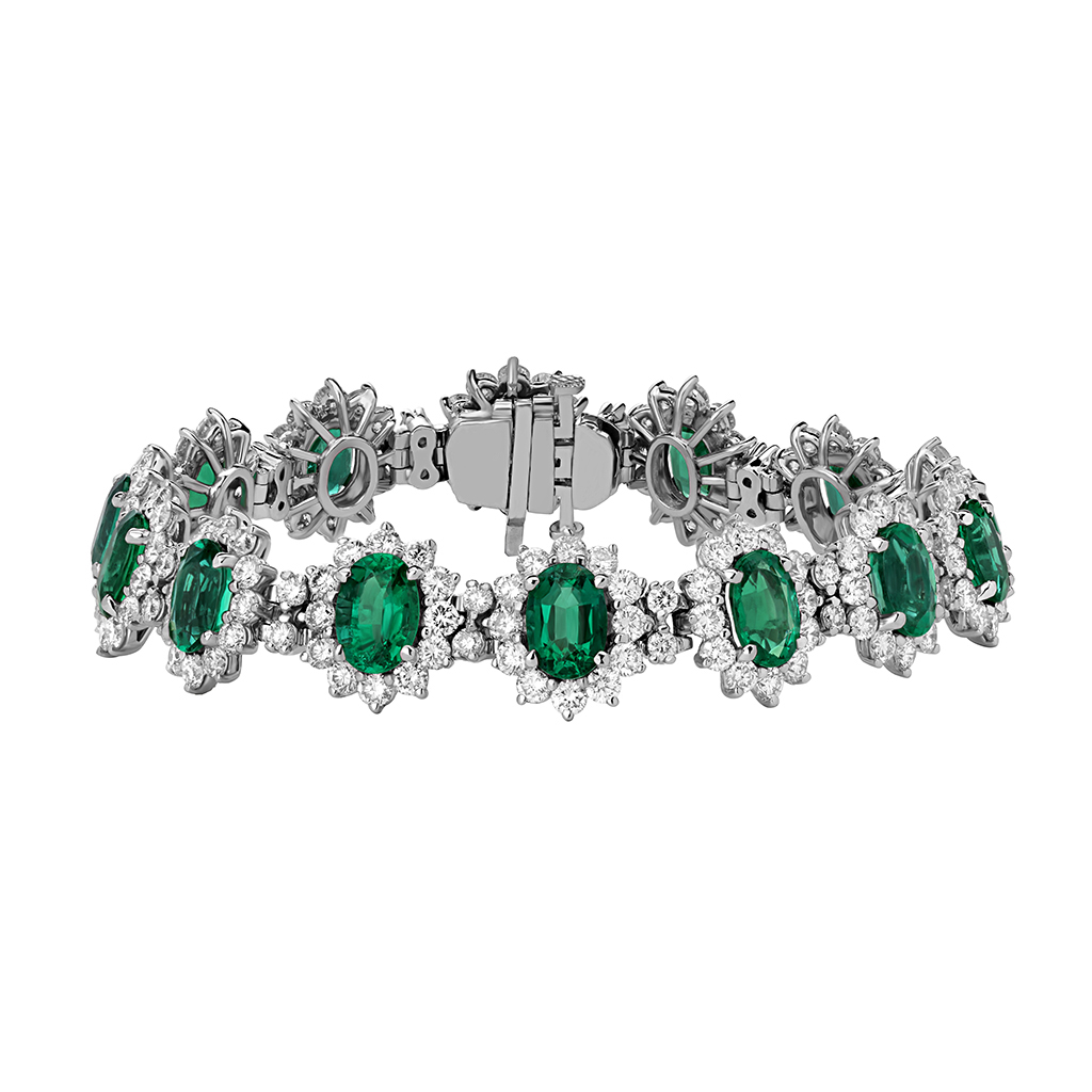 Браслет из платины с бриллиантами и изумрудами.jpg