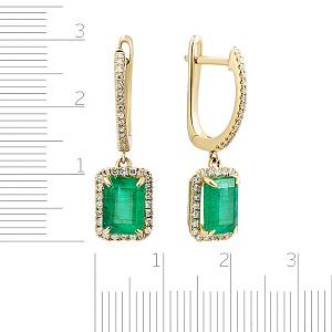 Серьги с английским замком из желтого золота с бриллиантами