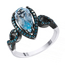 Кольцо из белого золота с бриллиантами, топазом