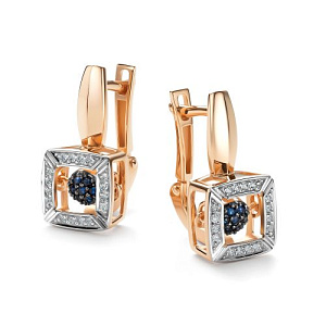 Серьги с английским замком из красного золота с бриллиантами