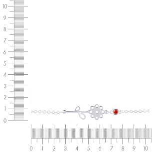 браслет на ногу декоративный из серебра с фианитом