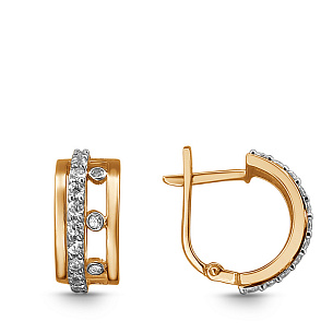 Серьги из красного золота с фианитом