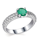 Кольцо из серебра с агатом, фианитами