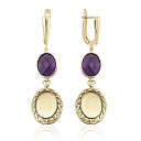 Серьги из желтого золота с аметистом