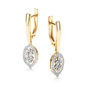 Серьги с английским замком из желтого золота