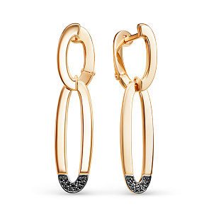 Серьги с английским замком из красного золота с бриллиантом