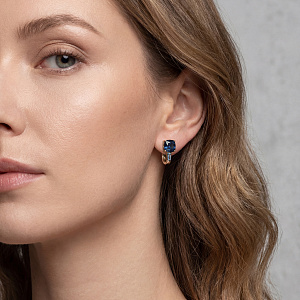 Серьги с английским замком из желтого золота с топазами