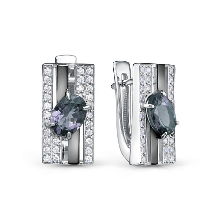 Серьги с английским замком из белого золота с бриллиантами