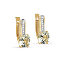 Серьги с английским замком из желтого золота с бриллиантами