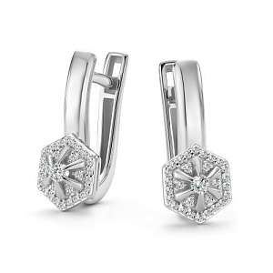 Серьги с английским замком из белого золота с бриллиантами