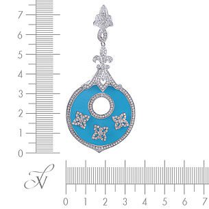 Подвеска из серебра с бирюзой, фианитом