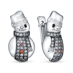 Серьги с английским замком из серебра с фианитом