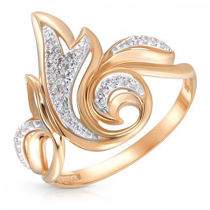 Кольцо из красного золота с фианитом