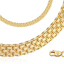 Браслет автомат из желтого золота, плетение якорная четырехрядная бисмарк