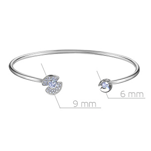 Браслет жесткий из белого золота с бриллиантом