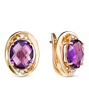 Серьги из красного золота с бриллиантами, аметистами