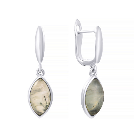 Серьги с английским замком из серебра с пренитом