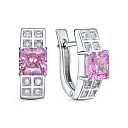 Серьги с английским замком из серебра с бриллиантами