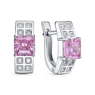 Серьги с английским замком из серебра с фианитом