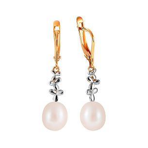 Серьги из красного золота с жемчугом