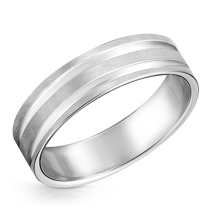 Кольцо обручальное из белого золота