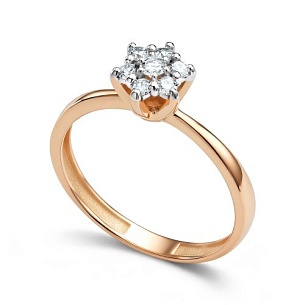 Кольцо из красного золота с бриллиантами